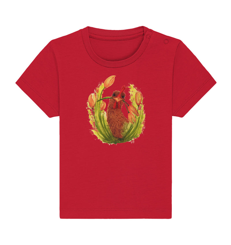 Hühner Blumenliebe - Baby Organic Shirt