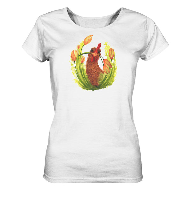 Hühner Blumenliebe - Ladies Organic Shirt