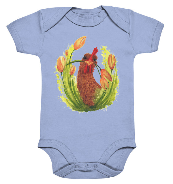 Hühner Blumenliebe - Organic Baby Bodysuite