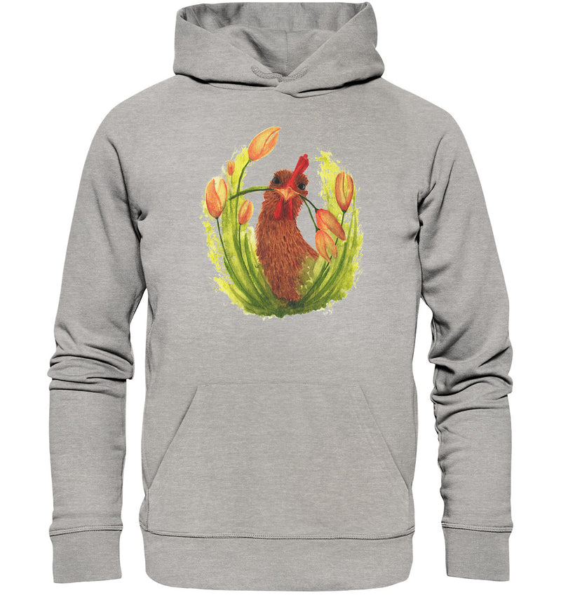 Hühner Blumenliebe - Organic Basic Hoodie