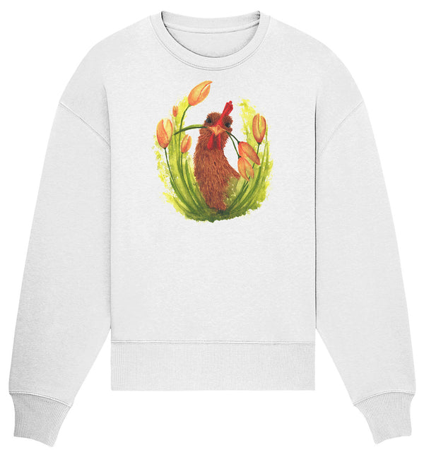 Hühner Blumenliebe - Organic Oversize Sweatshirt