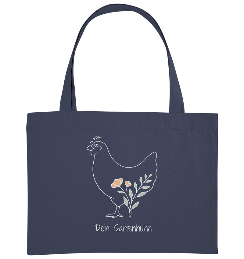 Einkaufstasche mit weißem Dein Gartenhuhn Logo