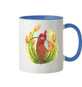 Hühner Blumenliebe - Tasse zweifarbig